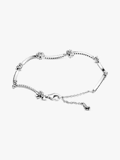 Daisy sterling silver bracelet with clear cubic zirconia