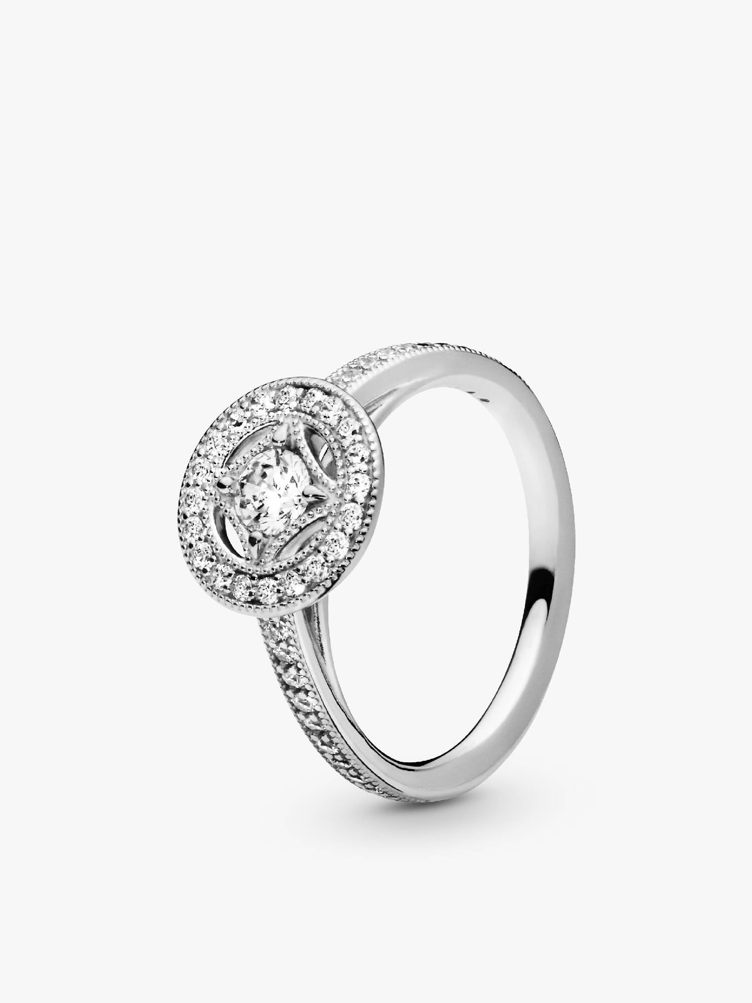 Silver ring with clear cubic zirconia