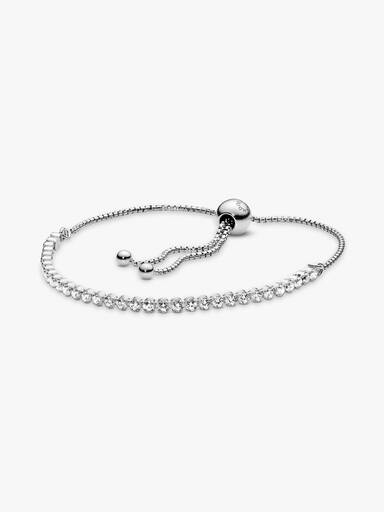 Rhodium plated silver bracelet with clear cubic zirconia
