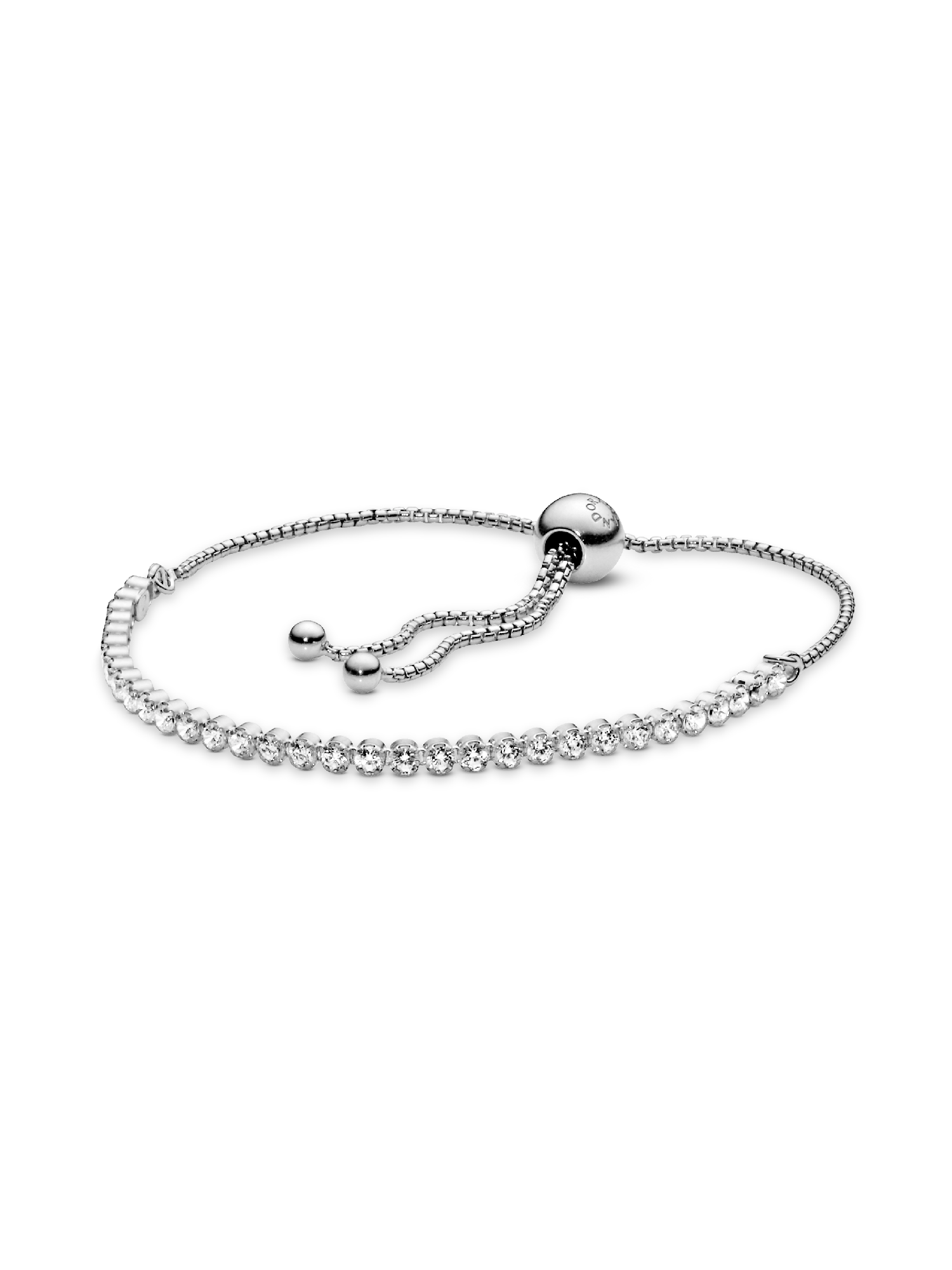 Rhodium plated silver bracelet with clear cubic zirconia