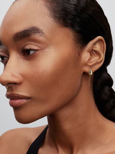 Organically Shaped Stone-Set Stud Earrings