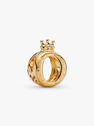 14k Gold-plated crown O charm