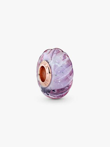 Groove 14k rose gold-plated charm with iridescent, pink and purple Murano glass