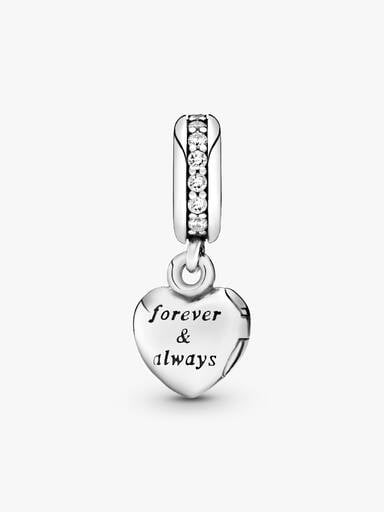 My beautiful wife heart silver dangle with cubic zirconia