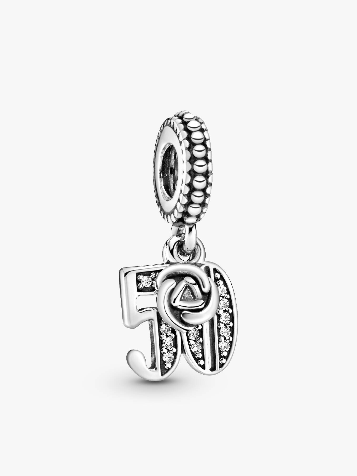 50 silver dangle with clear cubic zirconia