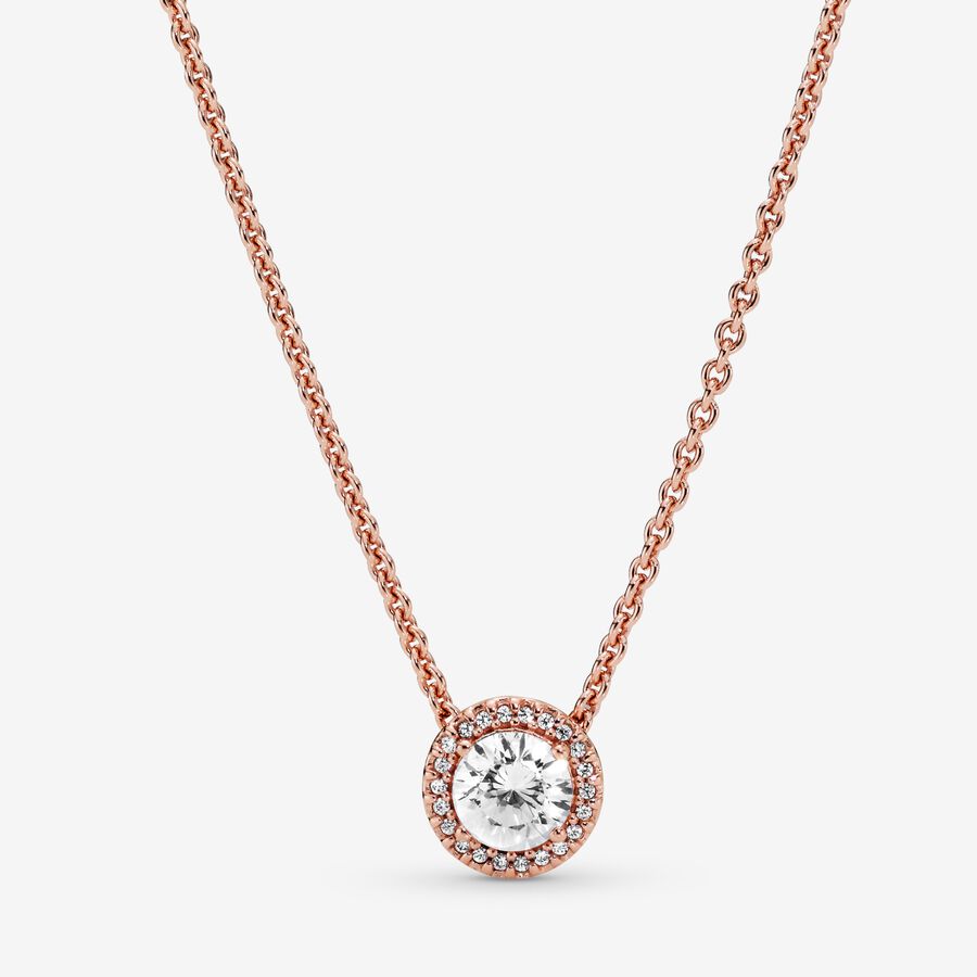 14k Rose gold-plated necklace with clear cubic zirconia image number 0