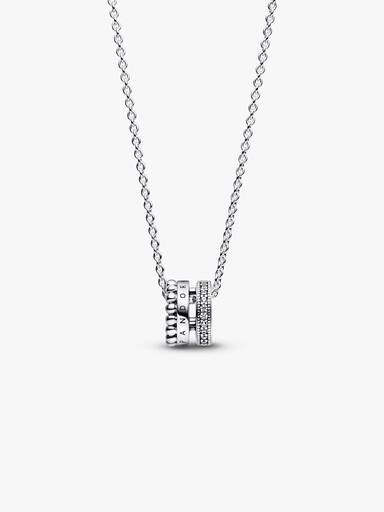 Pandora Signature Logo Pavé & Beads Pendant & Necklace