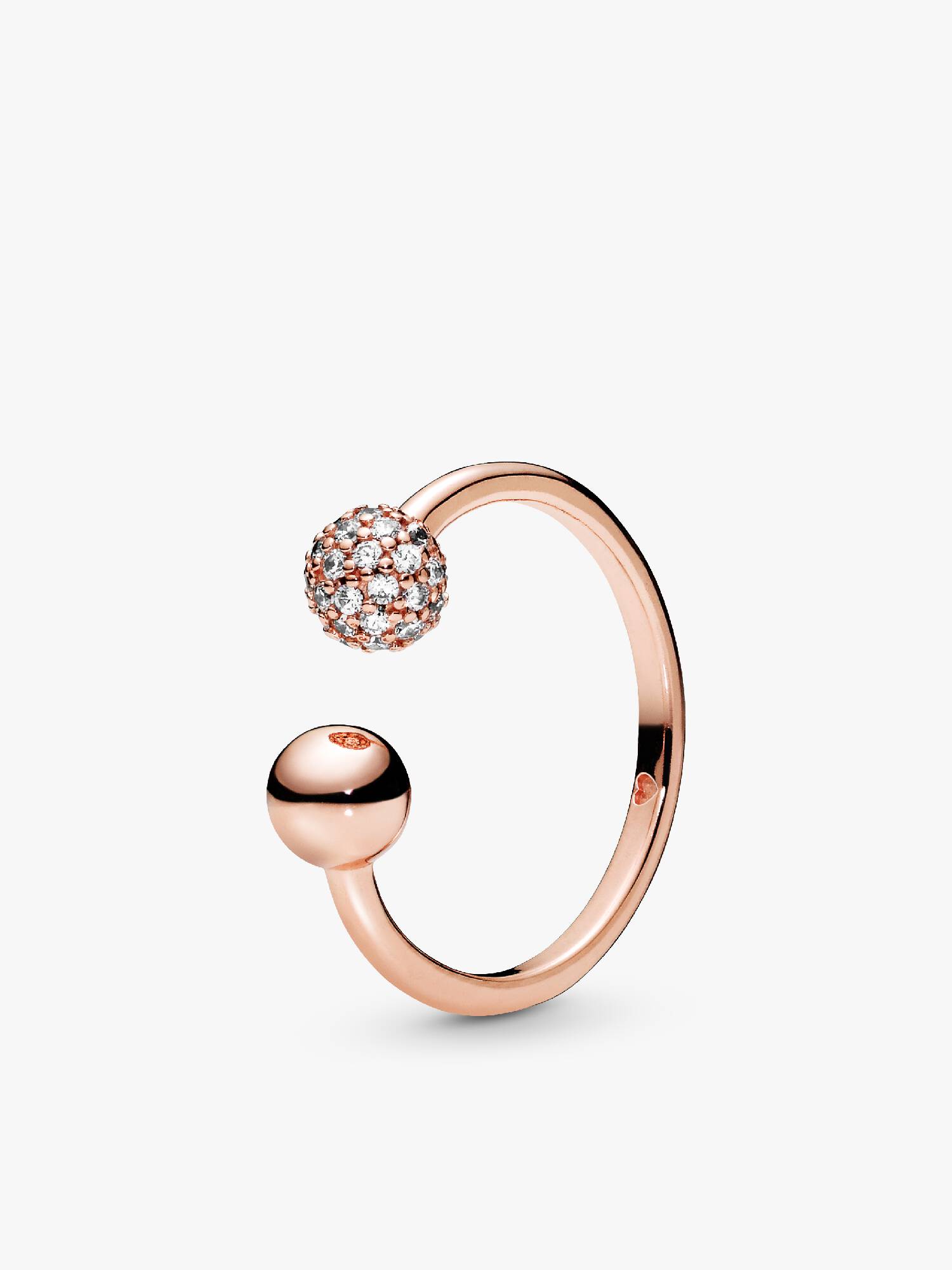 Polished & Pavé Bead Open Ring