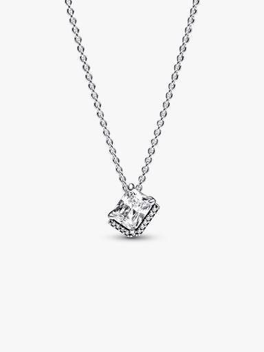Rectangular Sparkling Halo Collier Necklace