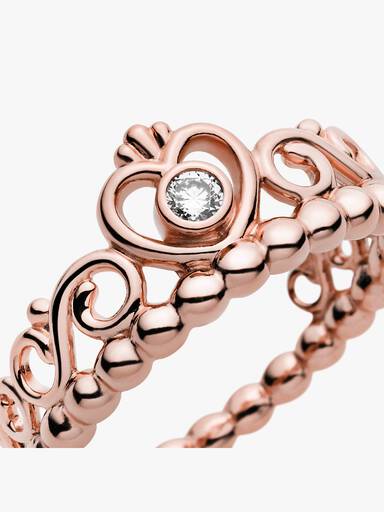 14k Rose gold-plated tiara ring with clear cubic zirconia