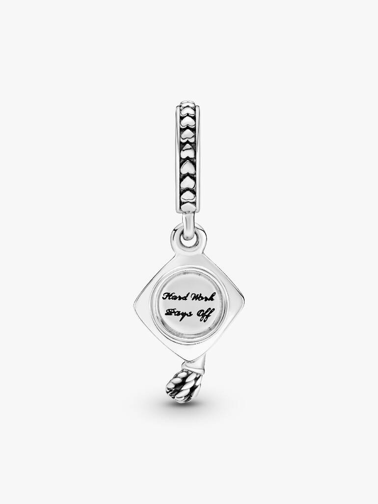Graduation cap silver dangle