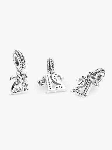 21 silver dangle with clear cubic zirconia
