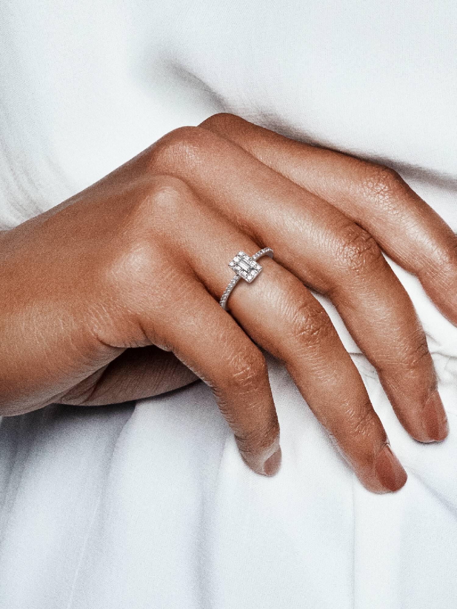 Ice cube silver ring with clear cubic zirconia