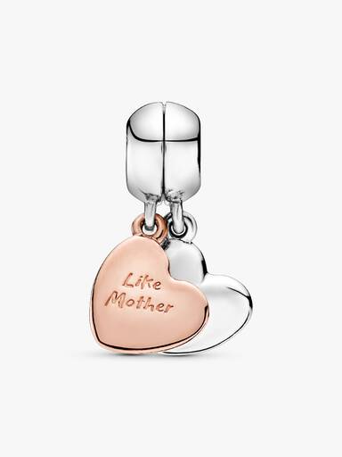 Like mother, like daughter splitable 14k rose gold-plated and silver dangle with black enamel