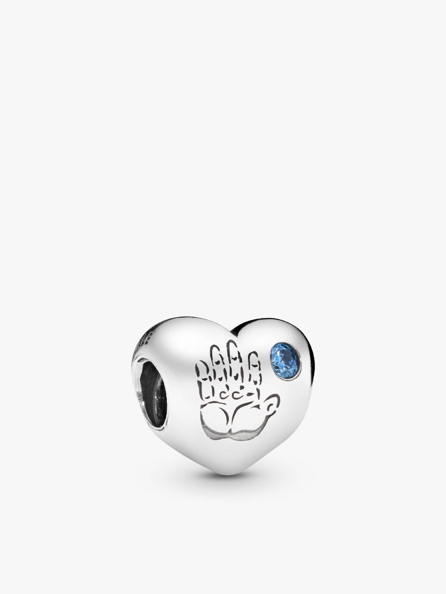 Baby boy silver charm with blue cubic zirconia