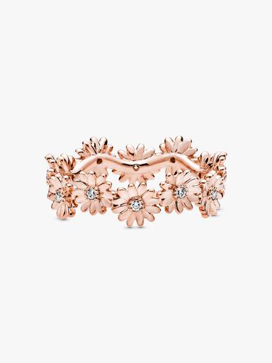 Daisy 14k rose gold-plated ring with clear cubic zirconia
