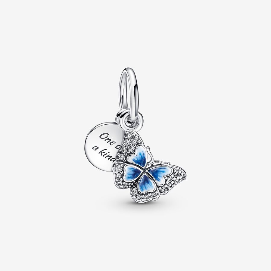 Blue Butterfly & Quote Double Dangle Charm image number 0