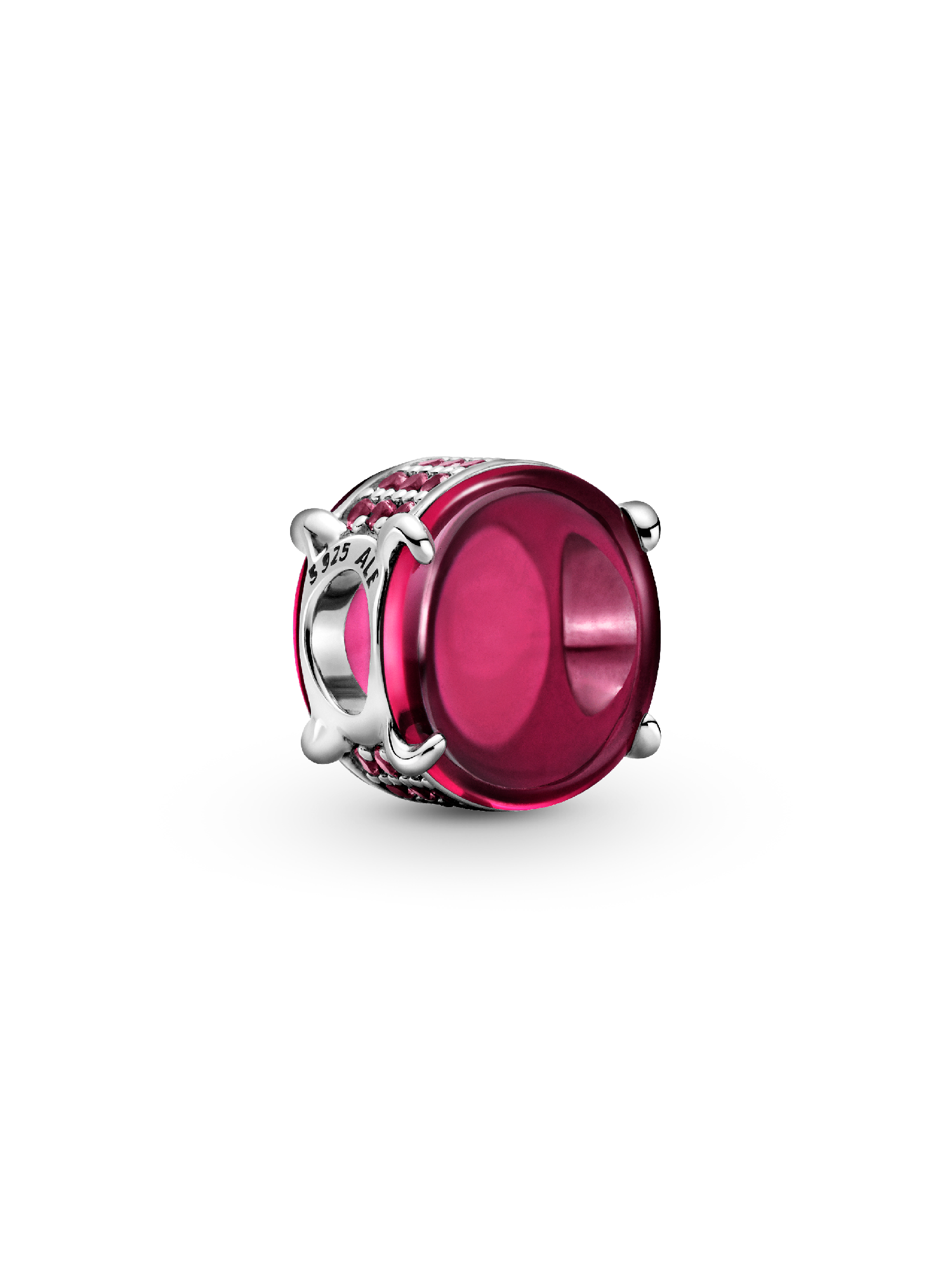 Fuchsia Rose Oval Cabochon Charm | Sterling silver | Pandora ZA