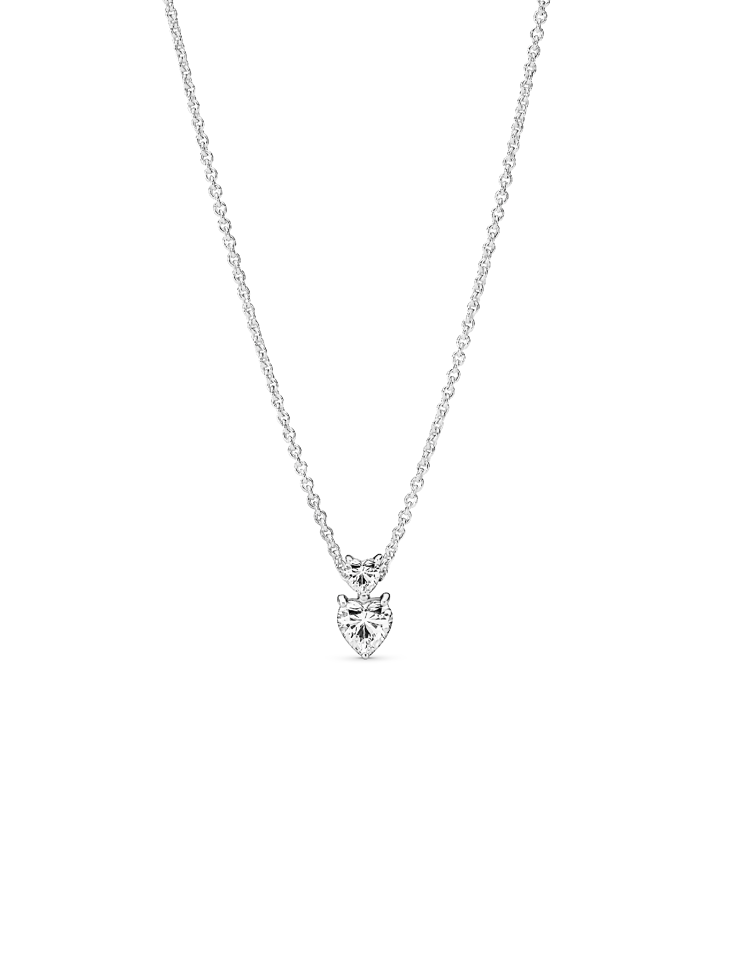 Double Heart Pendant Sparkling Collier Necklace