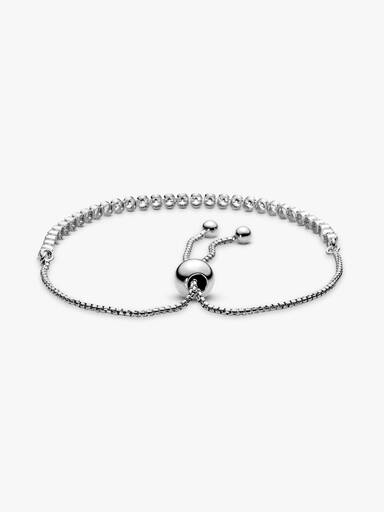 Rhodium plated silver bracelet with clear cubic zirconia