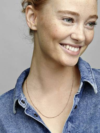 14k Rose gold-plated beaded necklace