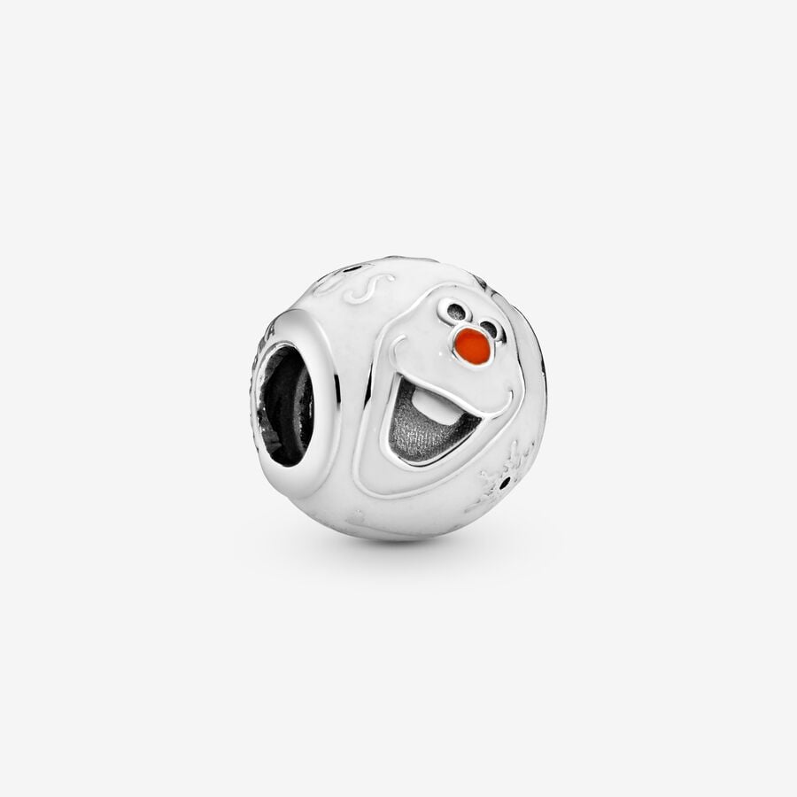 Disney Olaf silver charm with white and orange enamel image number 0