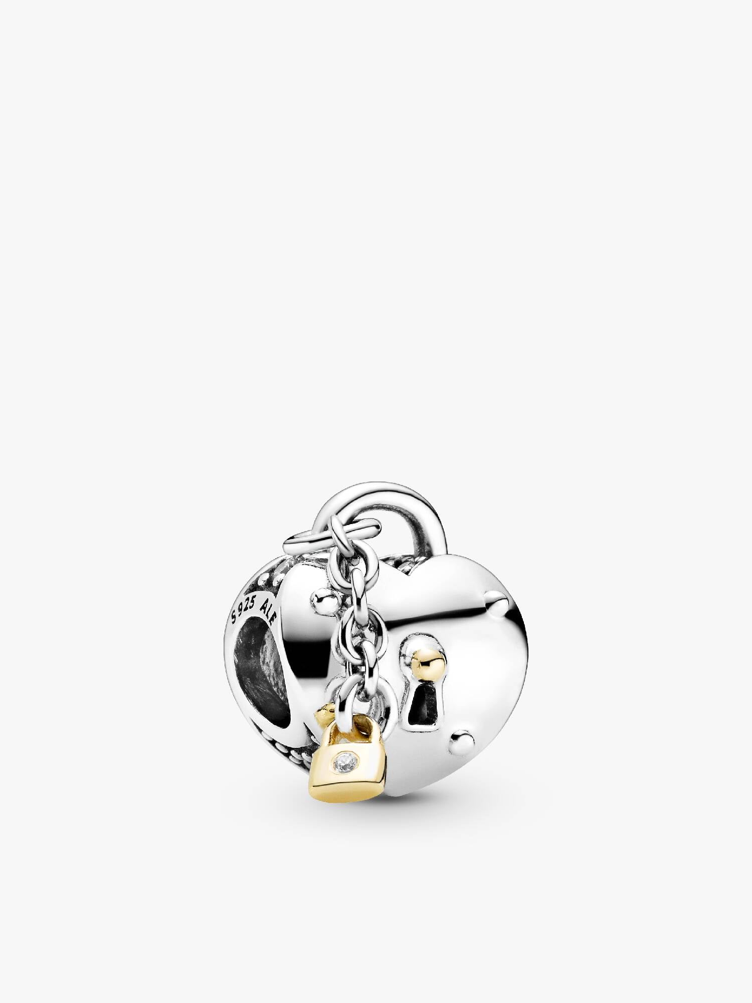 Two-Tone Heart and Lock Charm