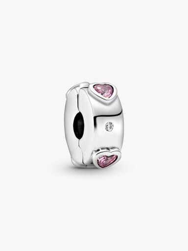 Sparkling Pink Hearts Clip Charm