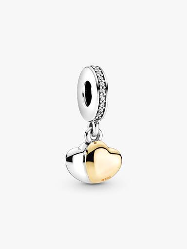 Two-Tone Double Heart Dangle Charm