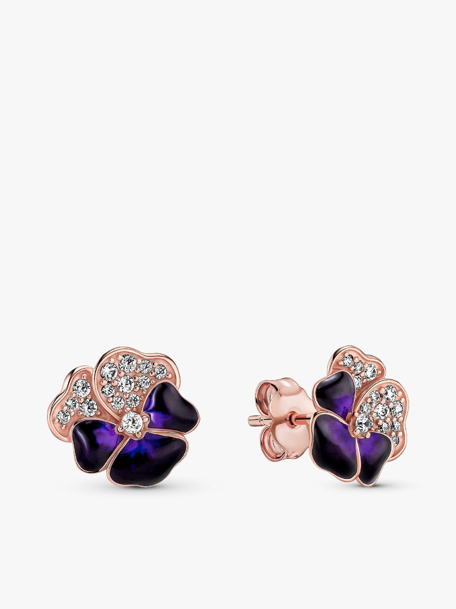 Deep Purple Pansy Flower Stud Earrings