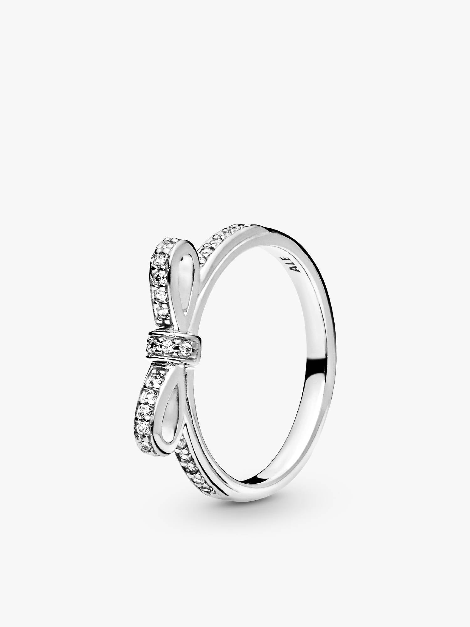 Bow silver ring with cubic zirconia