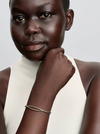 Entwined Two-Tone Open Bangle