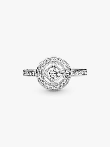 Silver ring with clear cubic zirconia