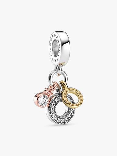 Triple Monogram & Logo Dangle Charm