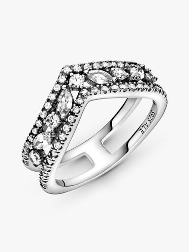 Sparkling Marquise Double Wishbone Ring