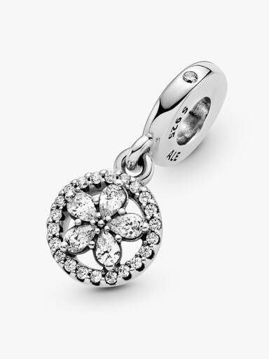Sparkling Snowflake Circle Dangle Charm
