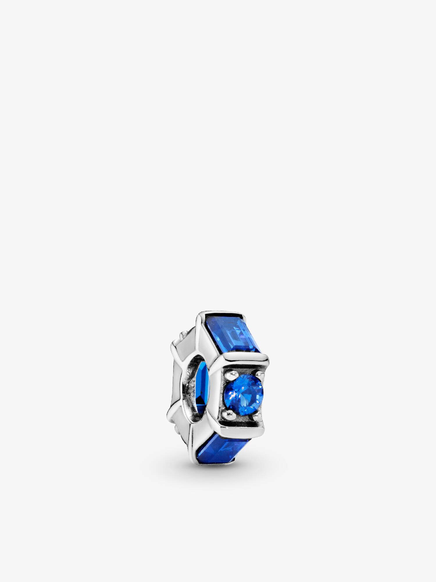Ice cube silver spacer with sea blue crystal