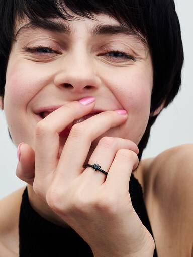Black Chakra Heart Ring