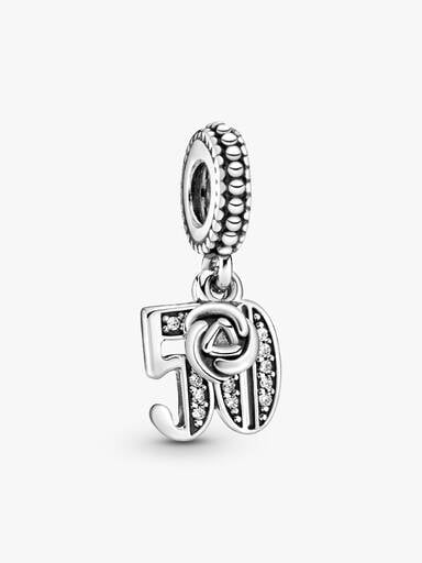 50 silver dangle with clear cubic zirconia