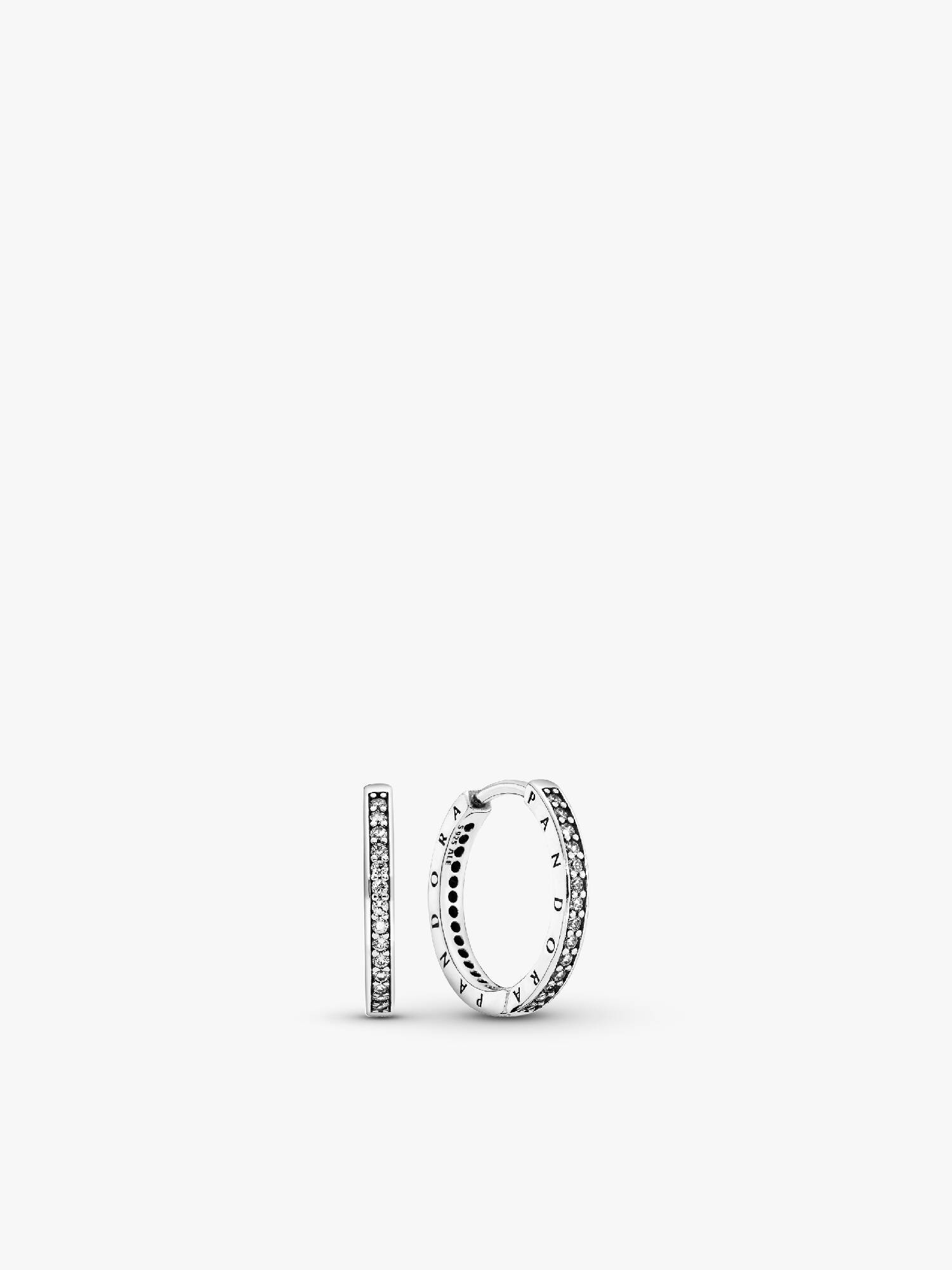 PANDORA silver hoop earrings with cubic zirconia
