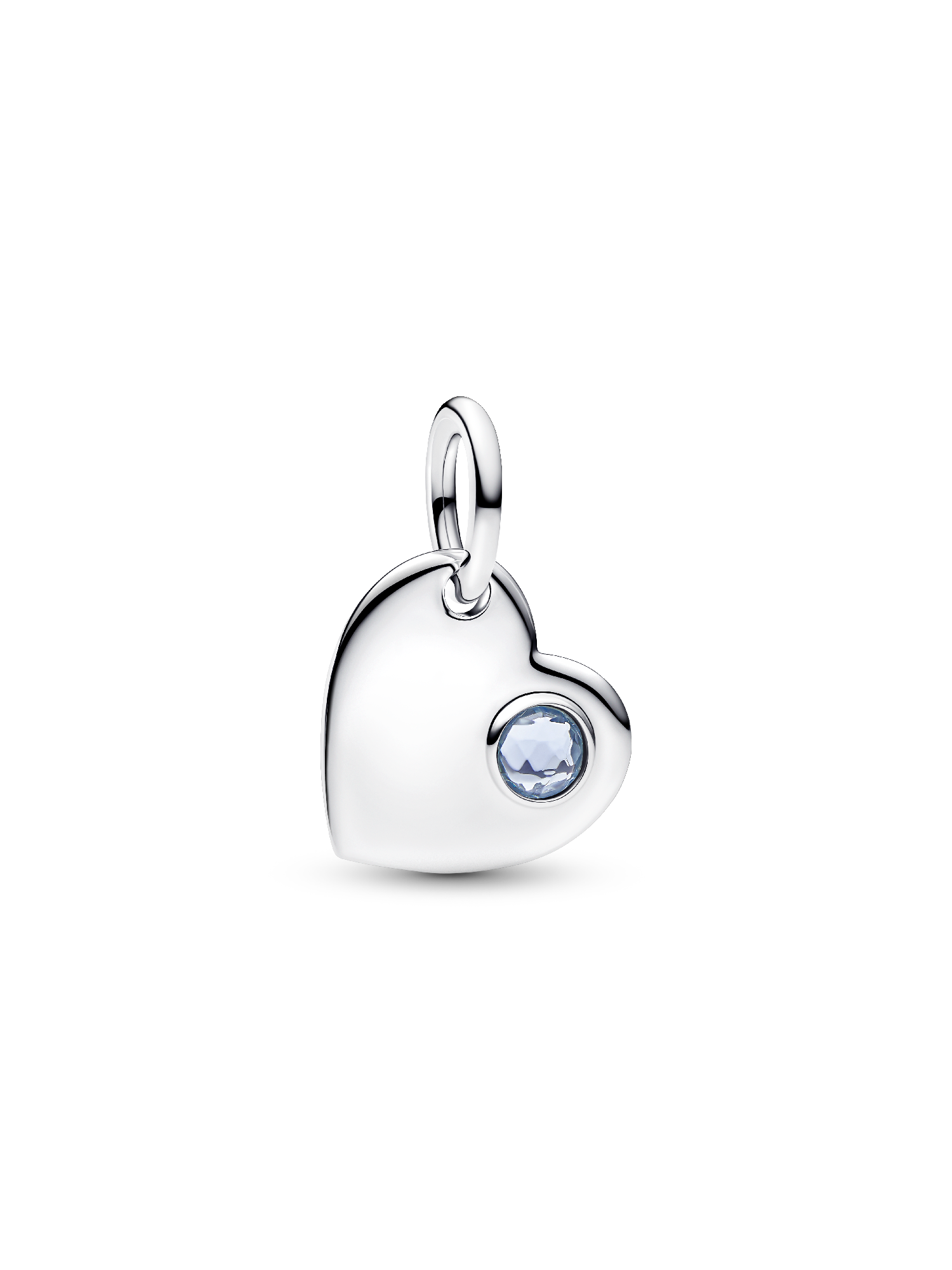 Engravable Heart Aqua Blue Stone Dangle Charm