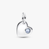 Engravable Heart Aqua Blue Stone Dangle Charm Engravable Heart Aqua Blue Stone Dangle Charm