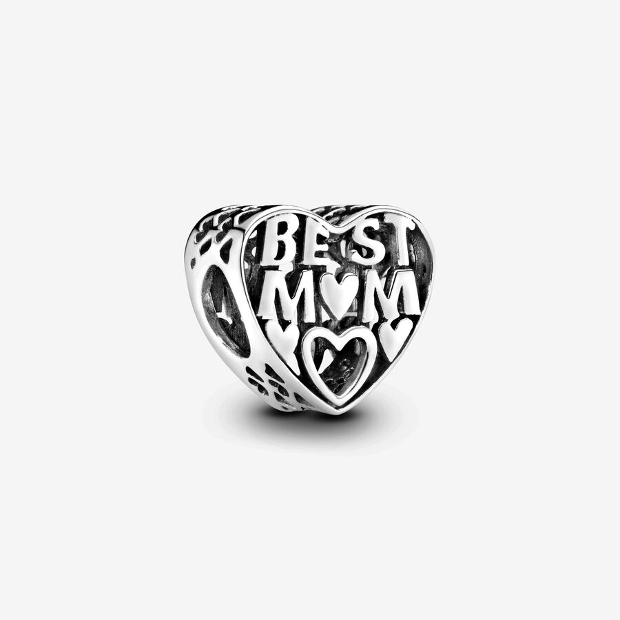 Best mum heart silver charm image number 0
