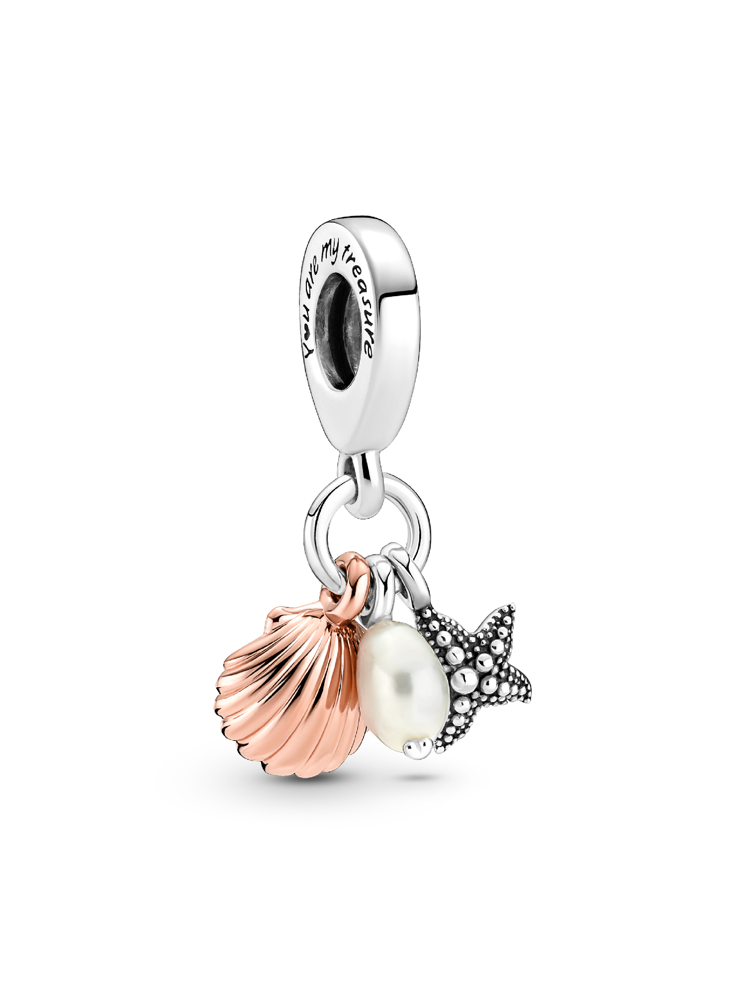 Treated Freshwater Cultured Pearl, Starfish & Shell Triple Dangle