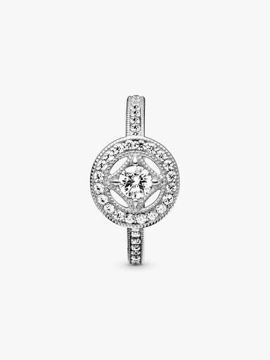 Silver ring with clear cubic zirconia