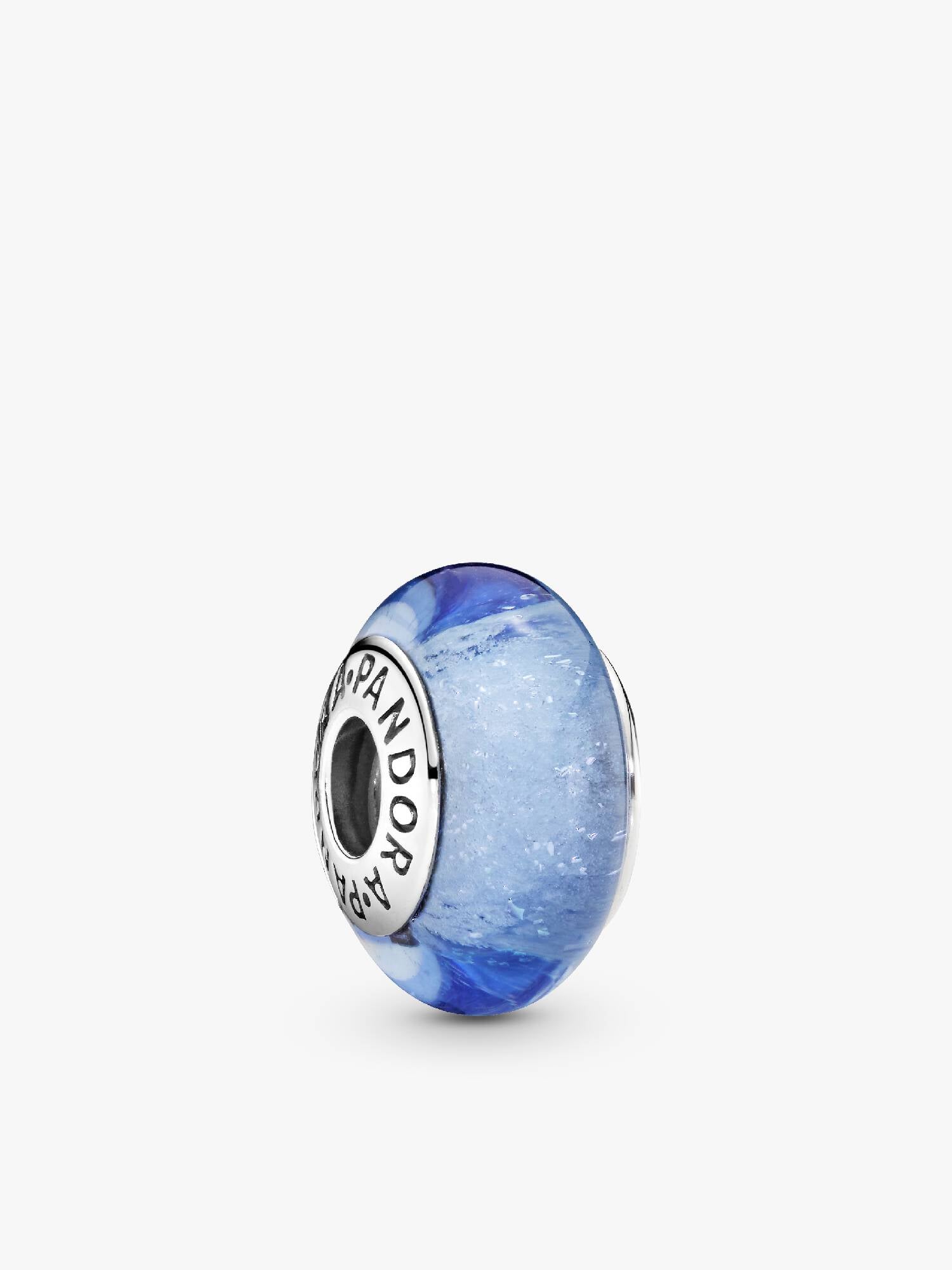 Disney Cinderella silver charm with blue fluorescent Murano glass