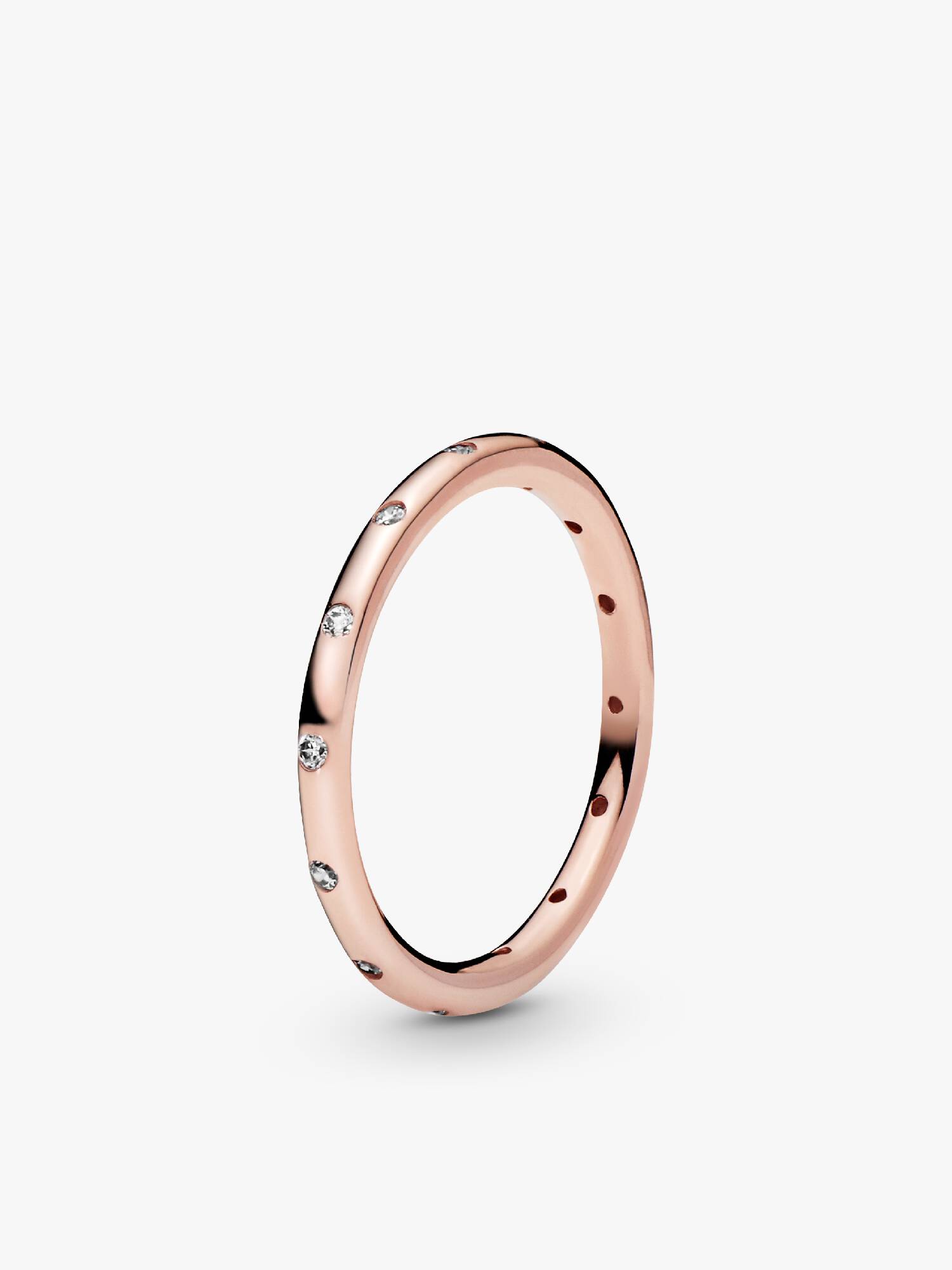 14k Rose gold-plated ring with clear cubic zirconia