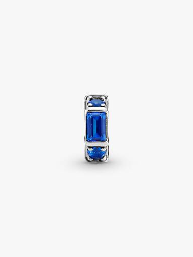 Ice cube silver spacer with sea blue crystal