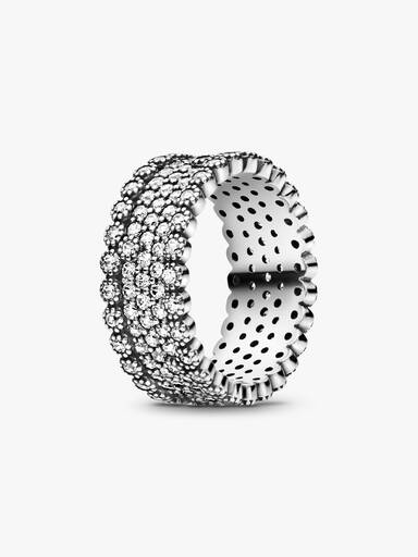 Silver ring with clear cubic zirconia
