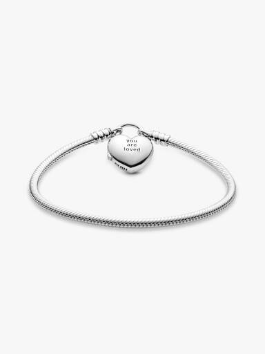 Snake chain silver bracelet and heart padlock clasp